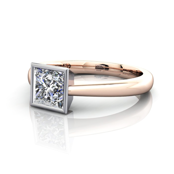 Princess Cut Solitaire Diamond Ring Rose Gold RS10 LF Princess Cut Solitaire Diamond Ring Rose Gold RS10 LF