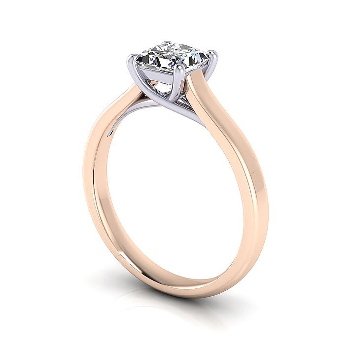 Princess Cut Solitaire Diamond Ring Rose Gold RS12 3D Princess Cut Solitaire Diamond Ring Rose Gold RS12 3D