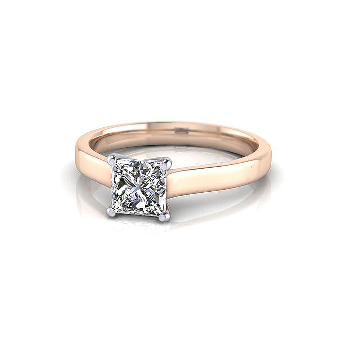 Princess Cut Solitaire Diamond Ring Rose Gold RS12 LF Princess Cut Solitaire Diamond Ring Rose Gold RS12 LF