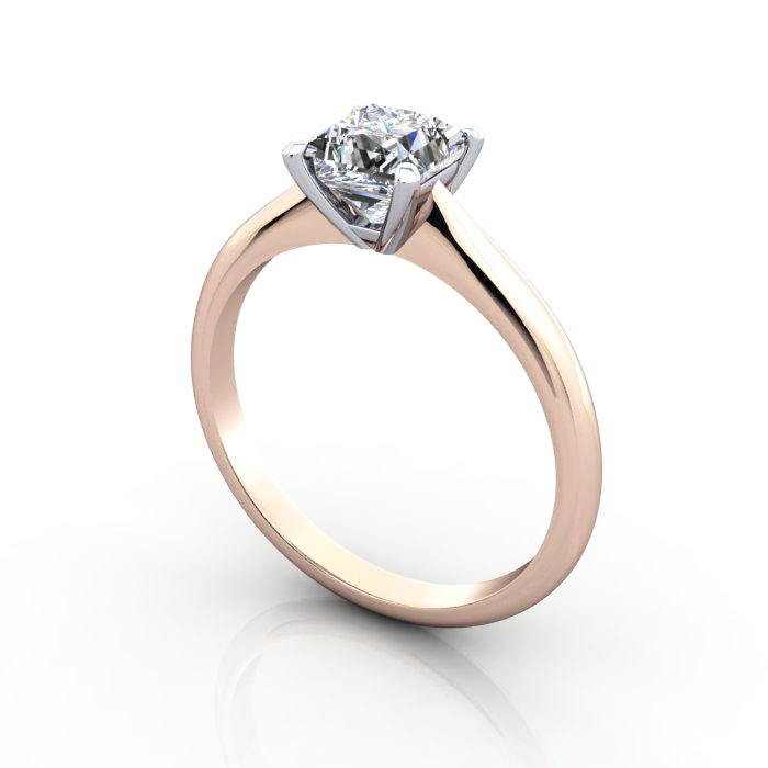 Princess Cut Solitaire Diamond Ring Rose Gold RS14 3D Princess Cut Solitaire Diamond Ring Rose Gold RS14 3D