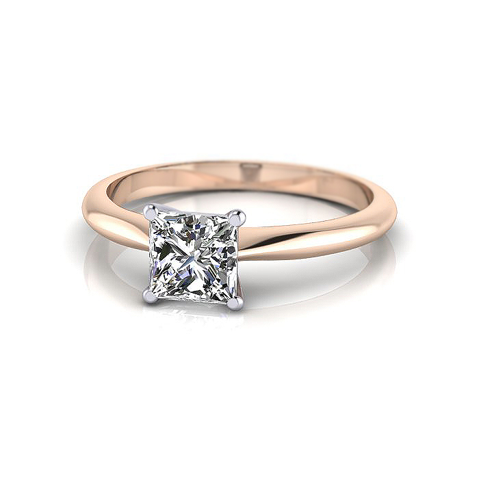 Princess Cut Solitaire Diamond Ring Rose Gold RS14 LF Princess Cut Solitaire Diamond Ring Rose Gold RS14 LF