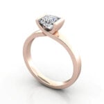Princess Cut Solitaire Diamond Ring Rose Gold RS31 3D