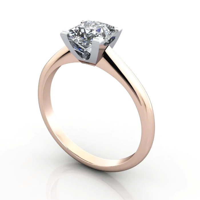 Princess Cut Solitaire Diamond Ring Rose Gold RS33 3D Princess Cut Solitaire Diamond Ring Rose Gold RS33 3D