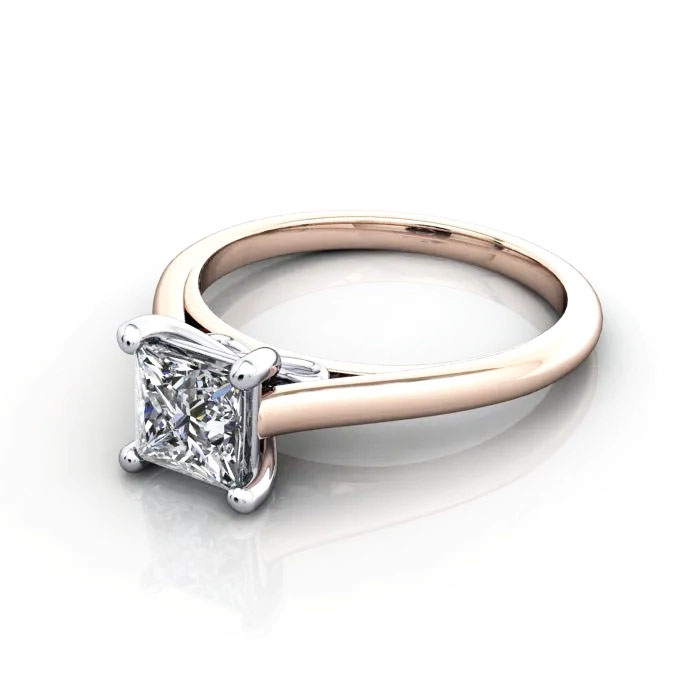 Princess Cut Solitaire Diamond Ring Rose Gold RS34 LF Princess Cut Solitaire Diamond Ring Rose Gold RS34 LF