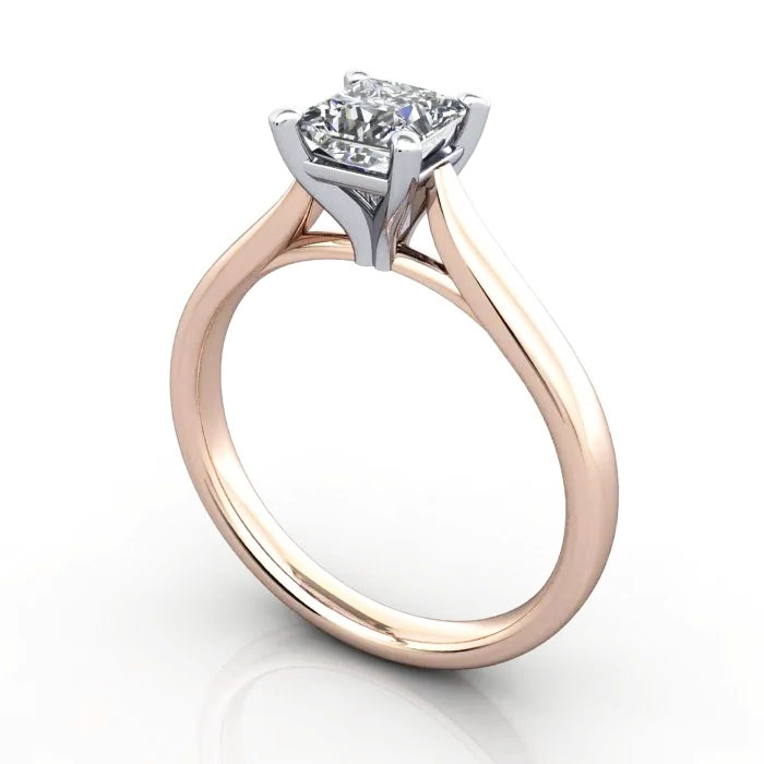 Princess Cut Solitaire Diamond Ring Rose Gold RS41 3D