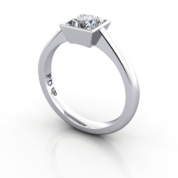 Princess Cut Solitaire Diamond Ring White Gold RS10 3D Princess Cut Solitaire Diamond Ring White Gold RS10 3D