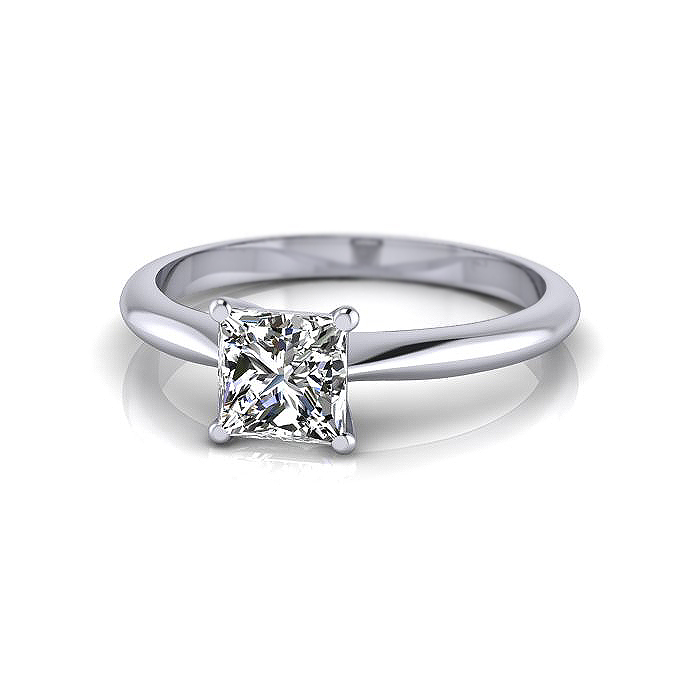 Princess Cut Solitaire Diamond Ring White Gold RS14 LF Princess Cut Solitaire Diamond Ring White Gold RS14 LF