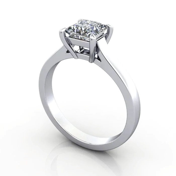 Princess Cut Solitaire Diamond Ring White Gold RS30 3D