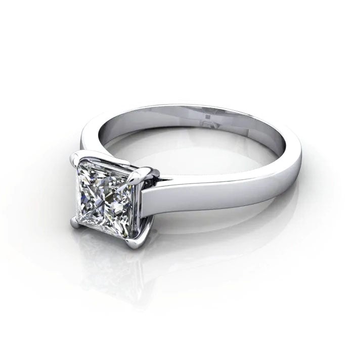 Princess Cut Solitaire Diamond Ring White Gold RS30 LF