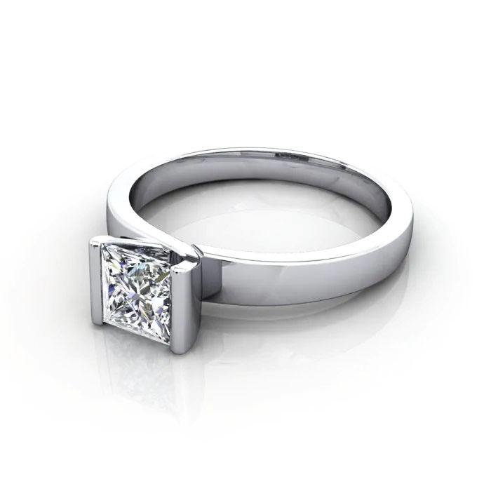 Princess Cut Solitaire Diamond Ring White Gold RS31 LF