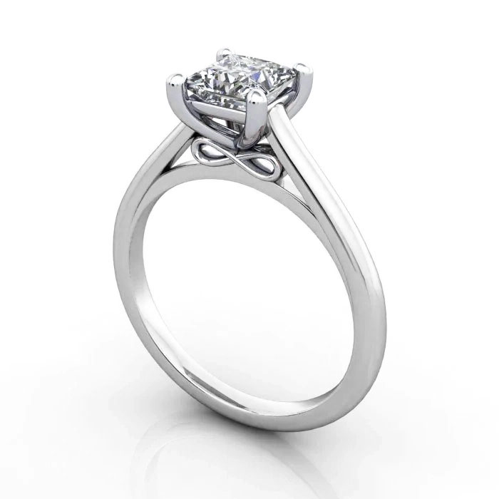 Princess Cut Solitaire Diamond Ring White Gold RS34 3D