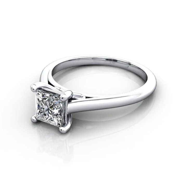 Princess Cut Solitaire Diamond Ring White Gold RS34 LF