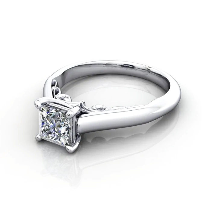 Princess Cut Solitaire Diamond Ring White Gold RS35 LF Princess Cut Solitaire Diamond Ring White Gold RS35 LF