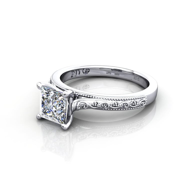 Princess Cut Solitaire Diamond Ring White Gold RS50 LF Princess Cut Solitaire Diamond Ring White Gold RS50 LF