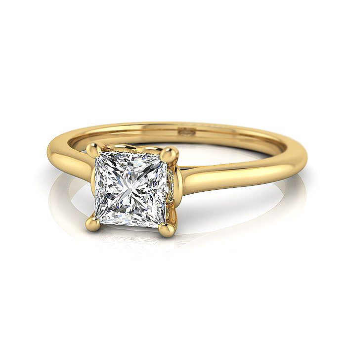 Princess Cut Solitaire Diamond Ring Yellow Gold RS1 LF