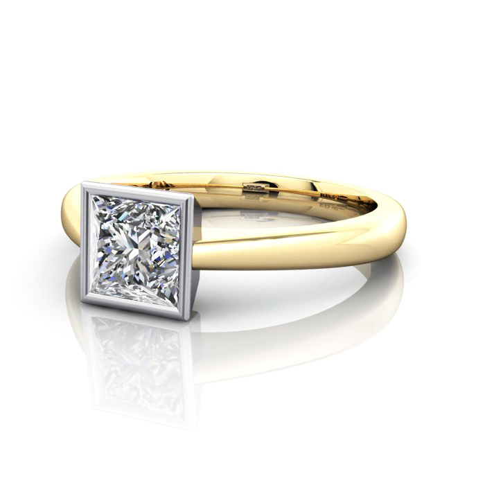 Princess Cut Solitaire Diamond Ring Yellow Gold RS10 LF