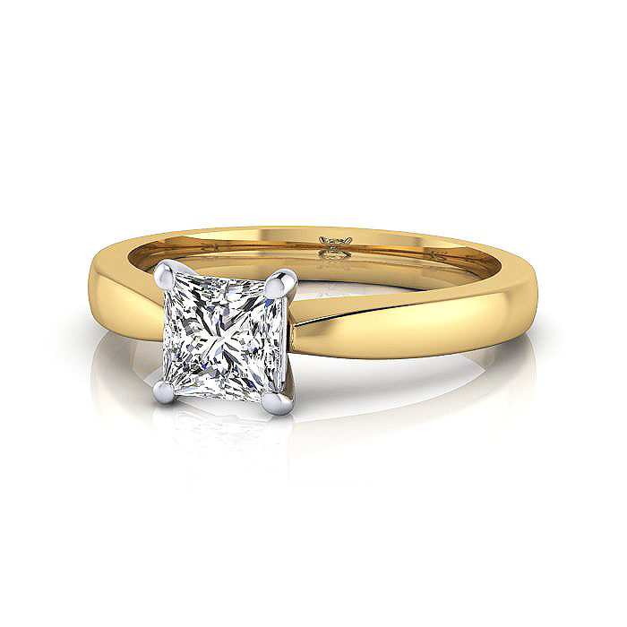 Princess Cut Solitaire Diamond Ring Yellow Gold RS11 LF Princess Cut Solitaire Diamond Ring Yellow Gold RS11 LF
