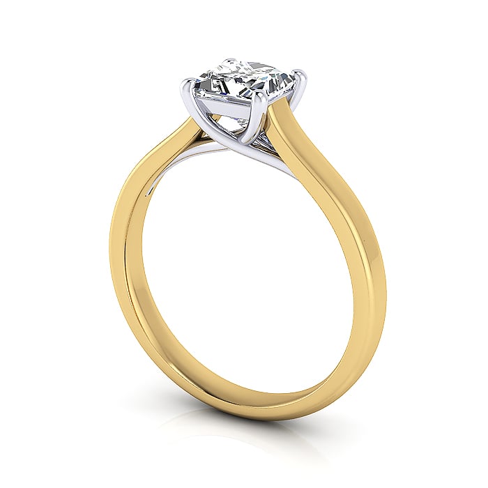 Princess Cut Solitaire Diamond Ring Yellow Gold RS12 3D