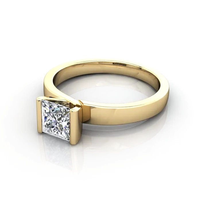 Princess Cut Solitaire Diamond Ring Yellow Gold RS31 LF