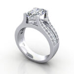 Radiant Cut Solitaire Accent Diamond Ring Platinum RSA12 3D