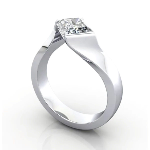 Radiant Cut Solitaire Diamond Ring Platinum RS42 3D Radiant Cut Solitaire Diamond Ring Platinum RS42 3D