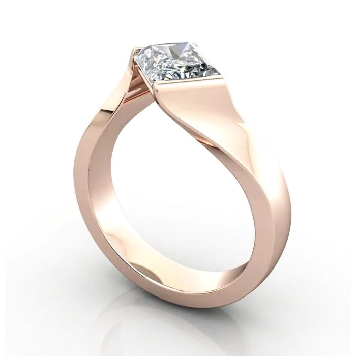 Radiant Cut Solitaire Diamond Ring Rose Gold RS42 3D Radiant Cut Solitaire Diamond Ring Rose Gold RS42 3D