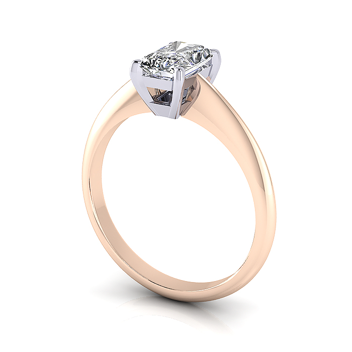Radiant Cut Solitaire Diamond Ring Rose Gold RS6 3D Radiant Cut Solitaire Diamond Ring Rose Gold RS6 3D