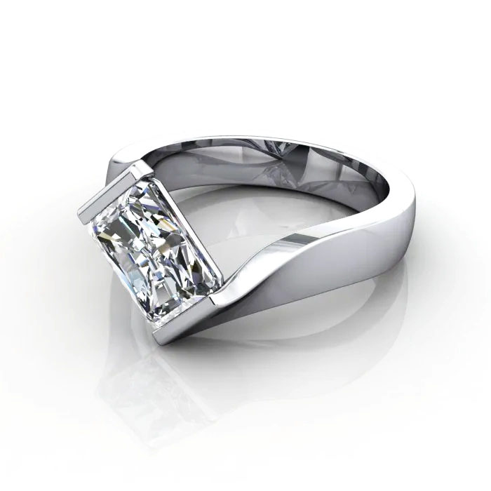 Radiant Cut Solitaire Diamond Ring White Gold RS42 LF Radiant Cut Solitaire Diamond Ring White Gold RS42 LF