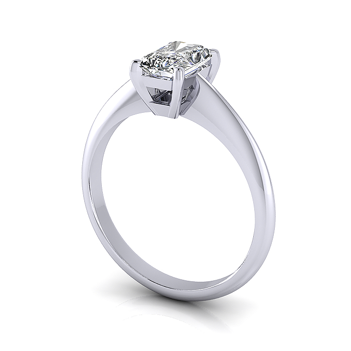 Radiant Cut Solitaire Diamond Ring White Gold RS6 3D Radiant Cut Solitaire Diamond Ring White Gold RS6 3D