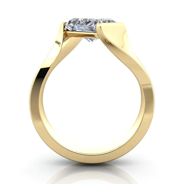 Radiant Cut Solitaire Diamond Ring Yellow Gold RS42 TF