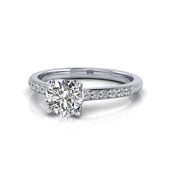 Round Brilliant Solitaire Accent Diamond Ring Platinum RSA1 LF