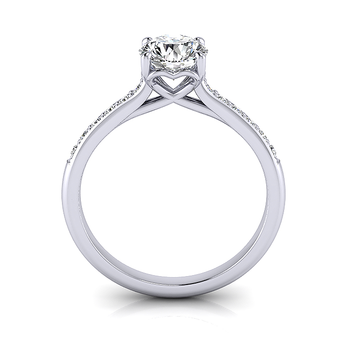 Round Brilliant Solitaire Accent Diamond Ring Platinum RSA1 TF
