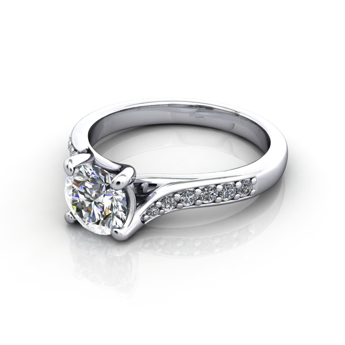 Round Brilliant Solitaire Accent Diamond Ring Platinum RSA10 LF