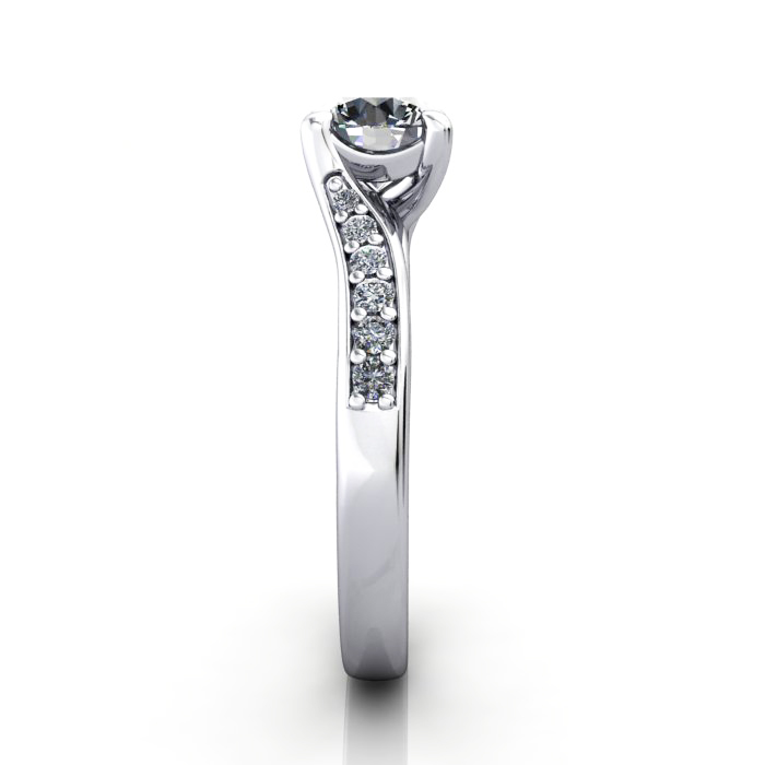 Round Brilliant Solitaire Accent Diamond Ring Platinum RSA10 SV