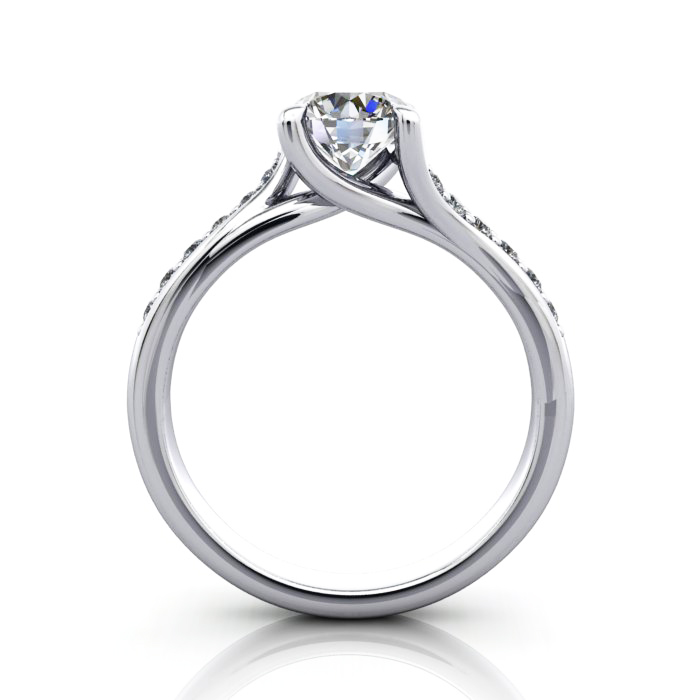 Round Brilliant Solitaire Accent Diamond Ring Platinum RSA10 TF