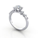 Round Brilliant Solitaire Accent Diamond Ring Platinum RSA11 3D