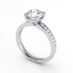 Round Brilliant Solitaire Accent Diamond Ring Platinum RSA13 3D