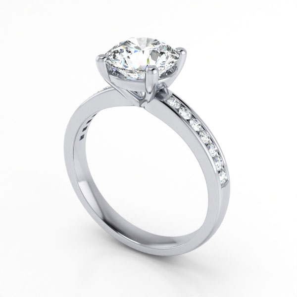 Round Brilliant Solitaire Accent Diamond Ring Platinum RSA13 3D