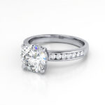 Round Brilliant Solitaire Accent Diamond Ring Platinum RSA13 LF
