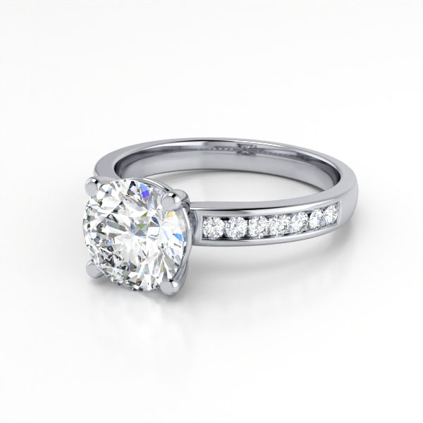 Round Brilliant Solitaire Accent Diamond Ring Platinum RSA13 LF