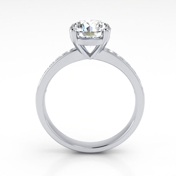 Round Brilliant Solitaire Accent Diamond Ring Platinum RSA13 TF