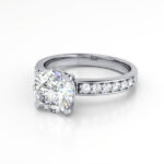 Round Brilliant Solitaire Accent Diamond Ring Platinum RSA14 LF