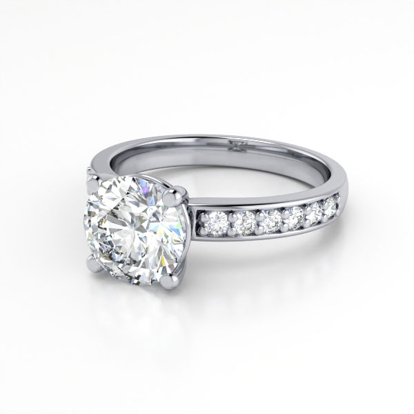 Round Brilliant Solitaire Accent Diamond Ring Platinum RSA14 LF
