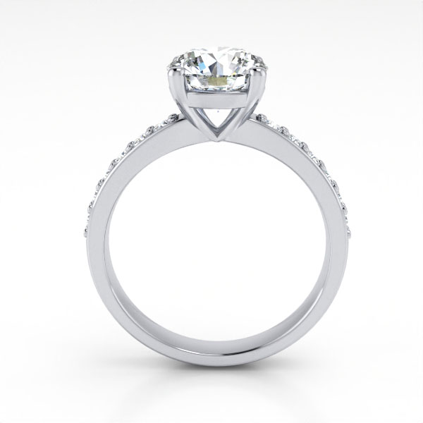 Round Brilliant Solitaire Accent Diamond Ring Platinum RSA14 TF
