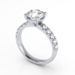 Round Brilliant Solitaire Accent Diamond Ring Platinum RSA16 3D