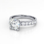 Round Brilliant Solitaire Accent Diamond Ring Platinum RSA16 LF