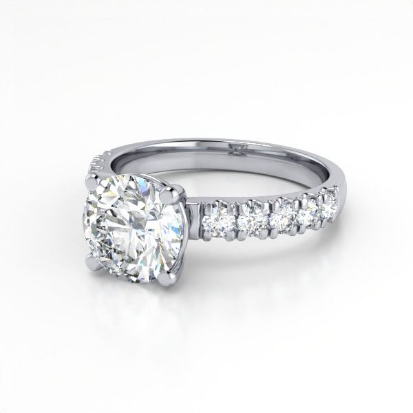 Round Brilliant Solitaire Accent Diamond Ring Platinum RSA16 LF