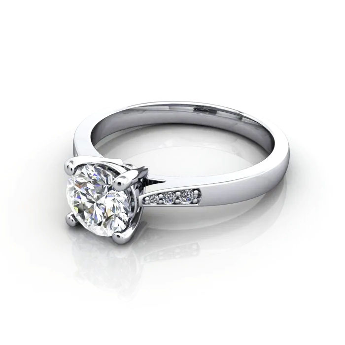 Round Brilliant Solitaire Accent Diamond Ring Platinum RSA17 LF