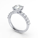 Round Brilliant Solitaire Accent Diamond Ring Platinum RSA18 3D