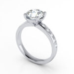 Round Brilliant Solitaire Accent Diamond Ring Platinum RSA19 3D